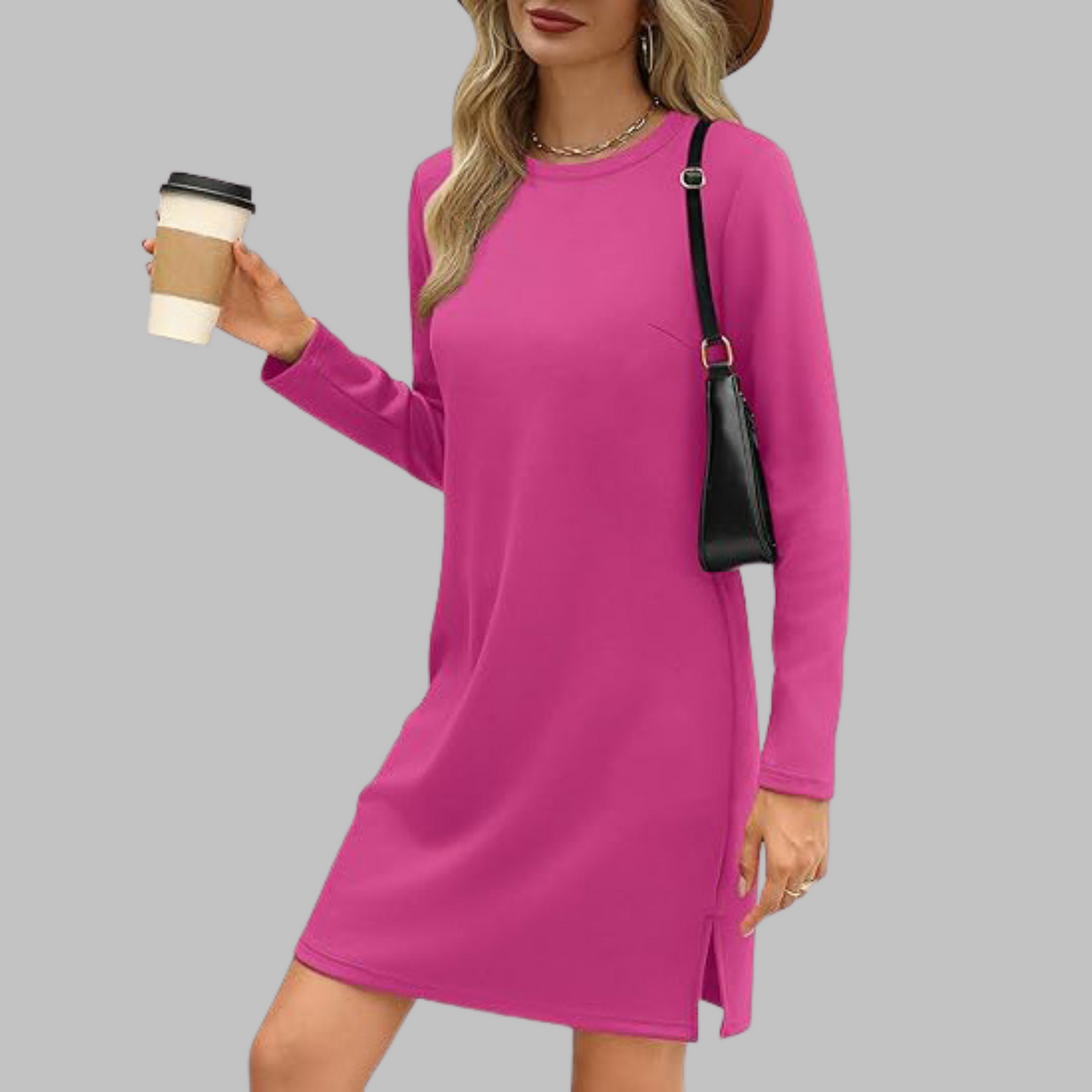 Tavira™ | Casual Long Sleeve Round Neck Mini Dress