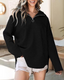 DELISA - Quarter Zip Oversized Comfy Hoodie