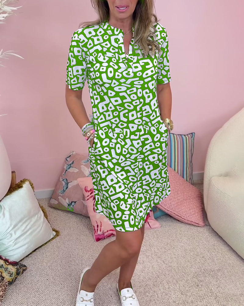 KAREN®️ | PRINT DRESS, V-NECK WITH POCKETS