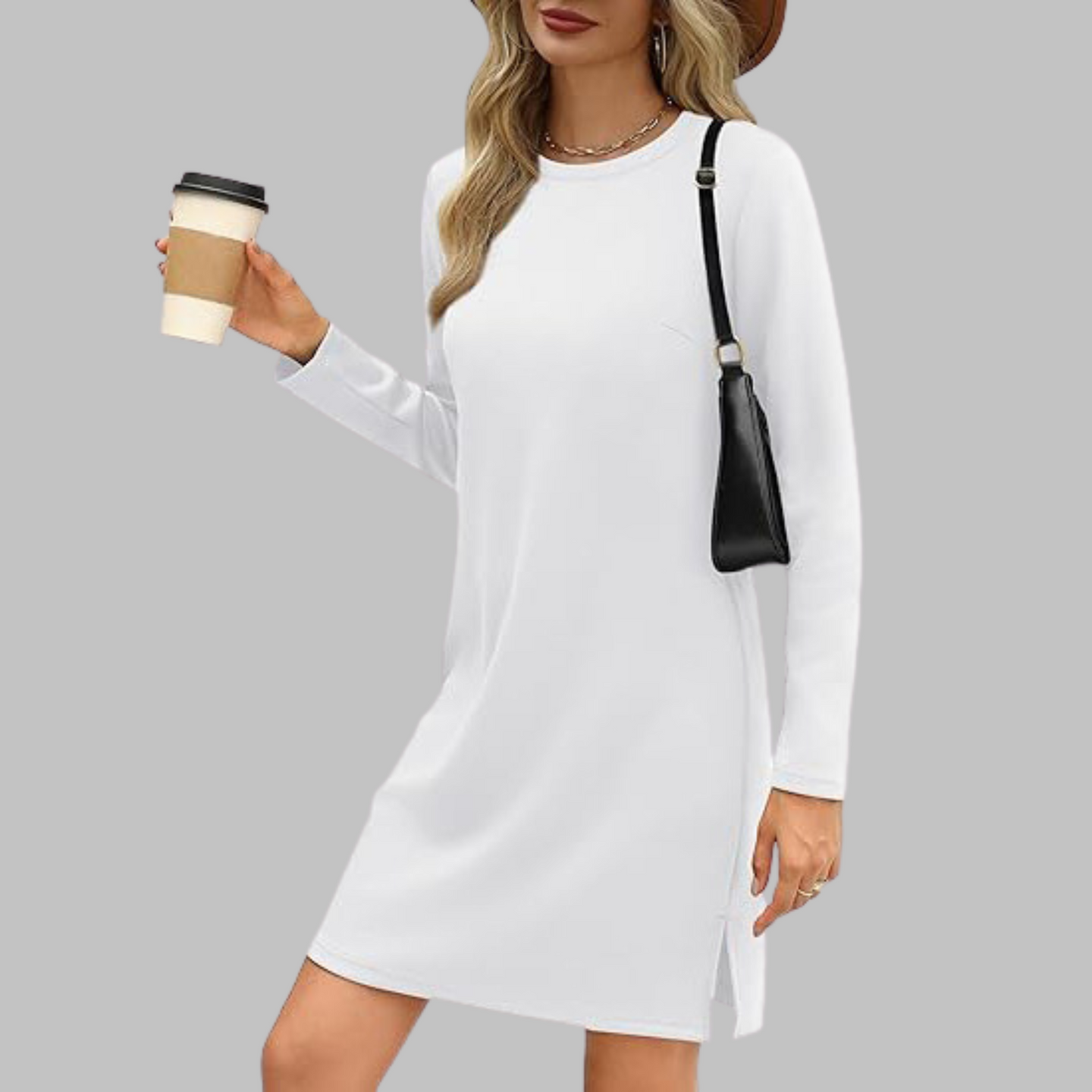 Tavira™ | Casual Long Sleeve Round Neck Mini Dress