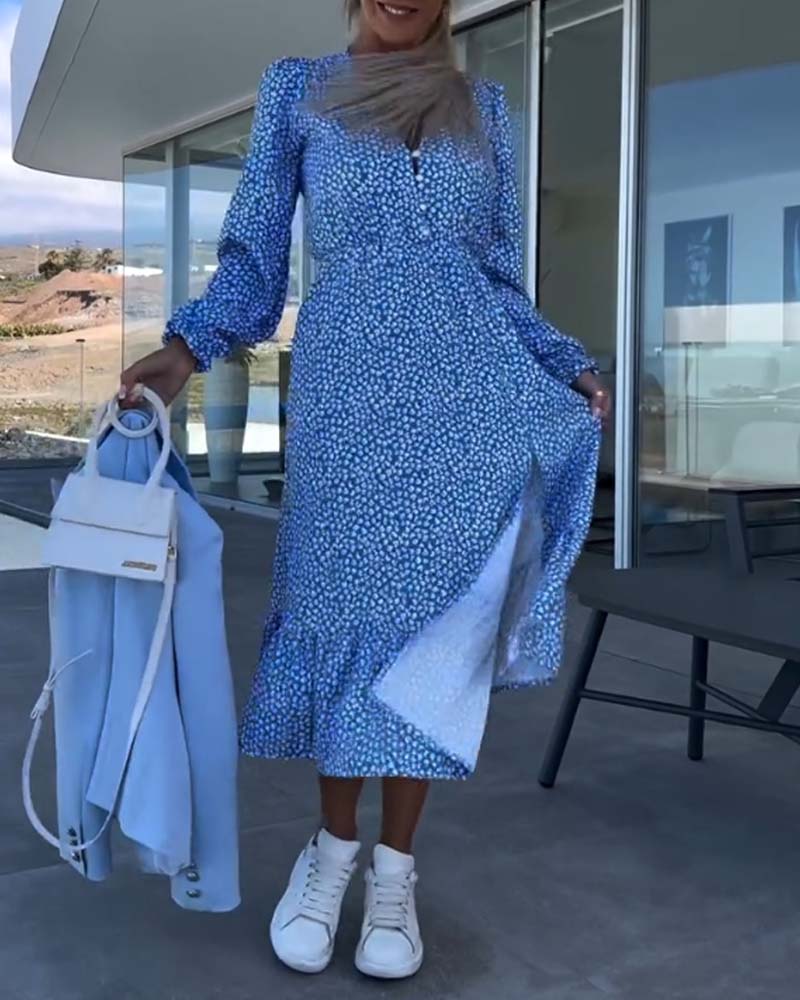 V-neck floral patchwork Dress