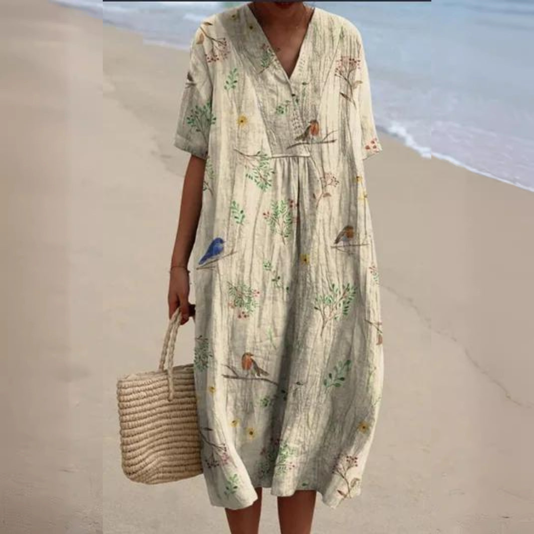 Zara™ - Cheerful Floral Dress With Tummy Coverage