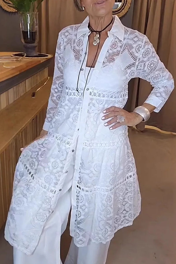 Nerina™ | Stylish Lace Button Shirt