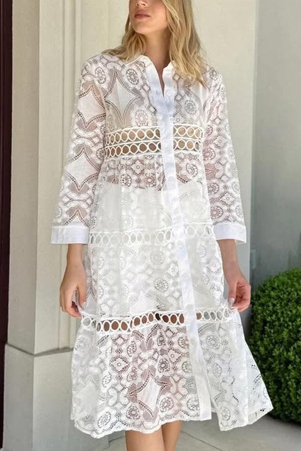 Nerina™ | Stylish Lace Button Shirt