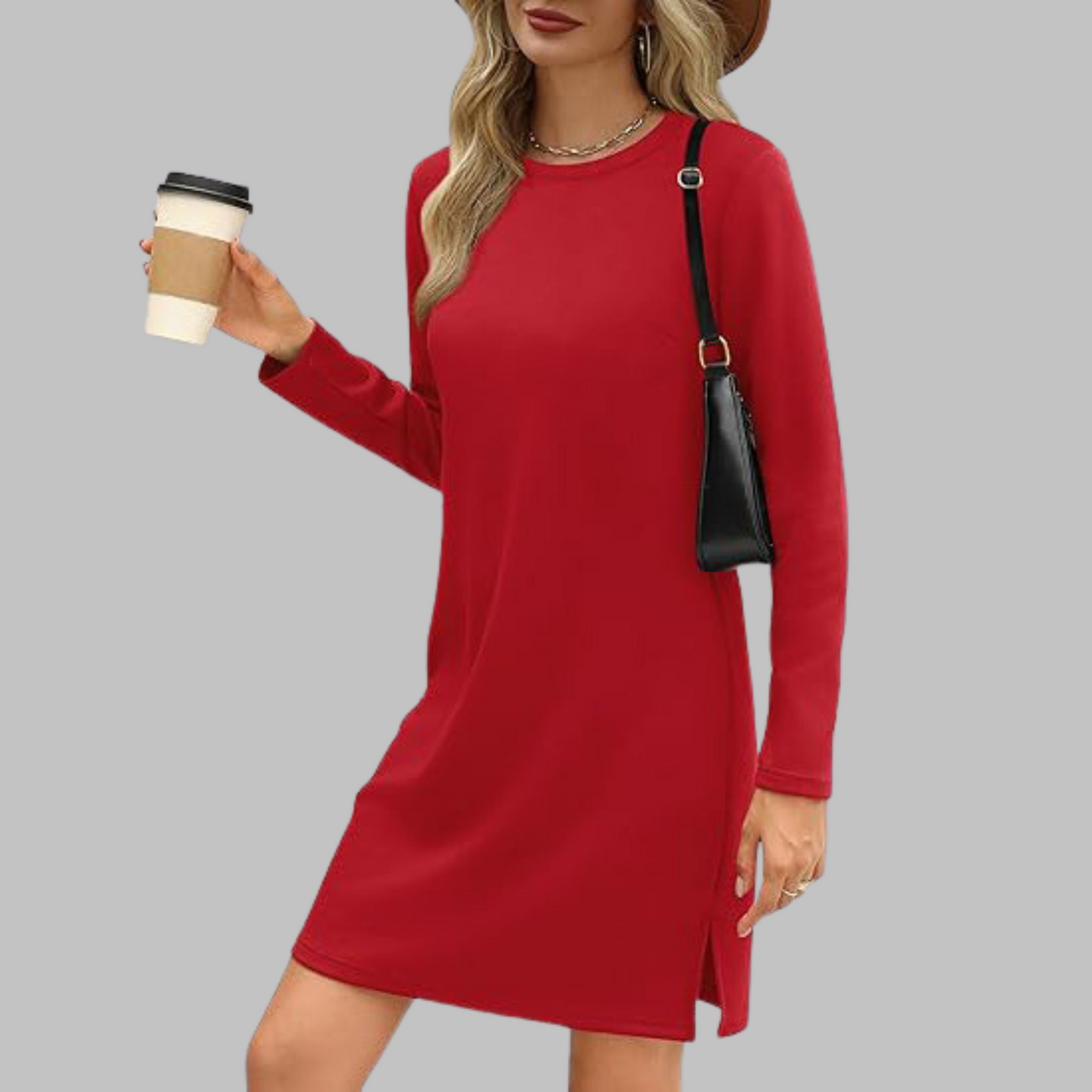 Tavira™ | Casual Long Sleeve Round Neck Mini Dress