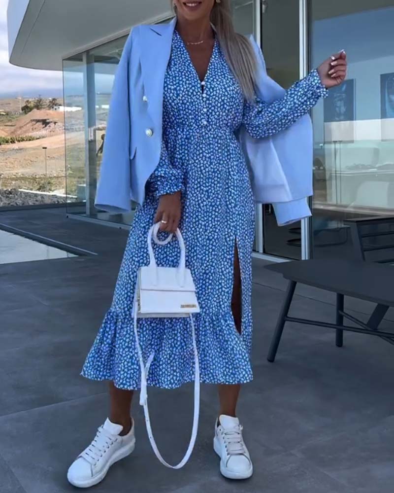 V-neck floral patchwork Dress