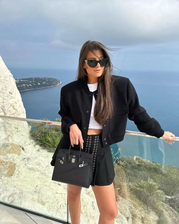 BELLA | Crop Long Sleeve Bomber Jacket