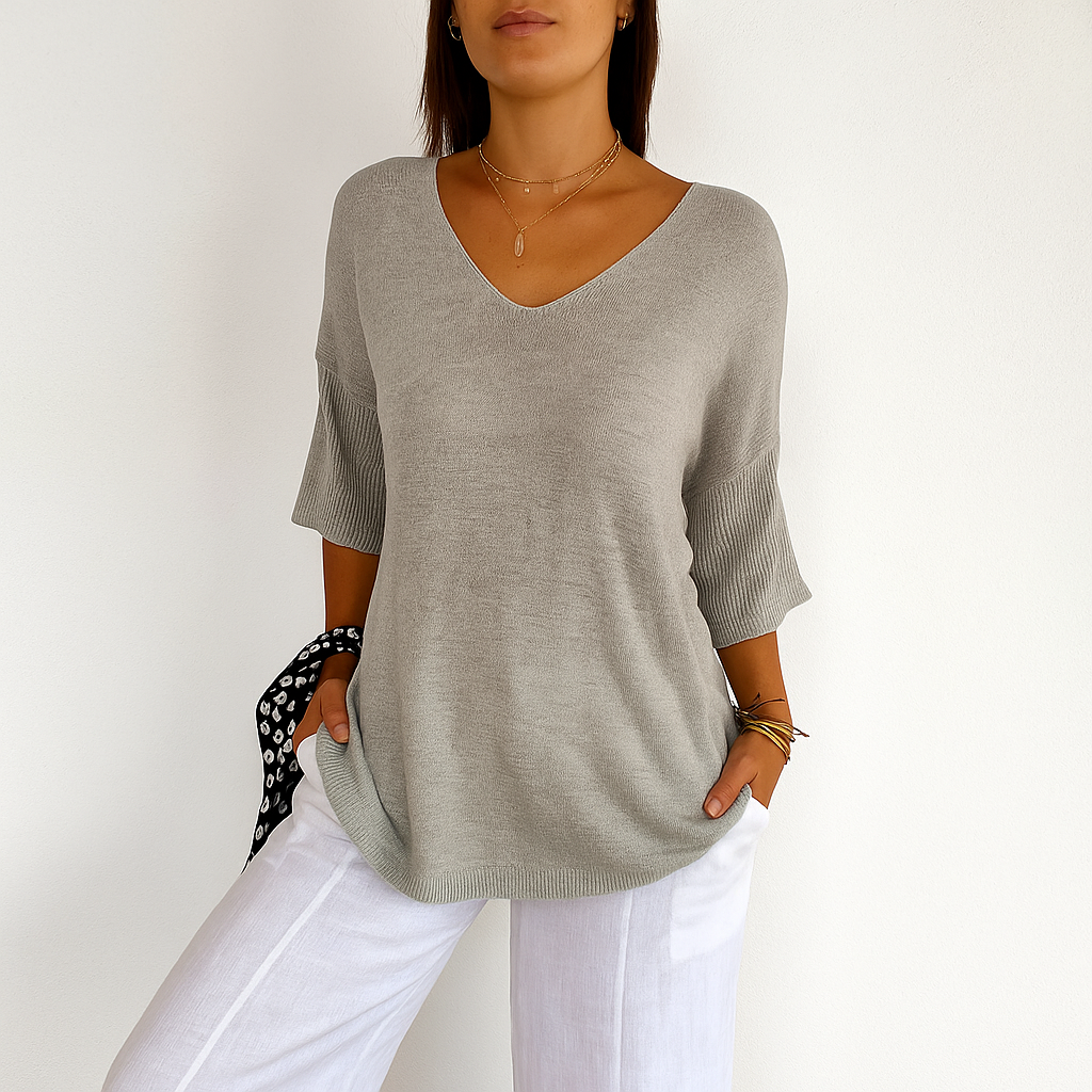 Celine™ | Classic V-Neck Knit Blouse