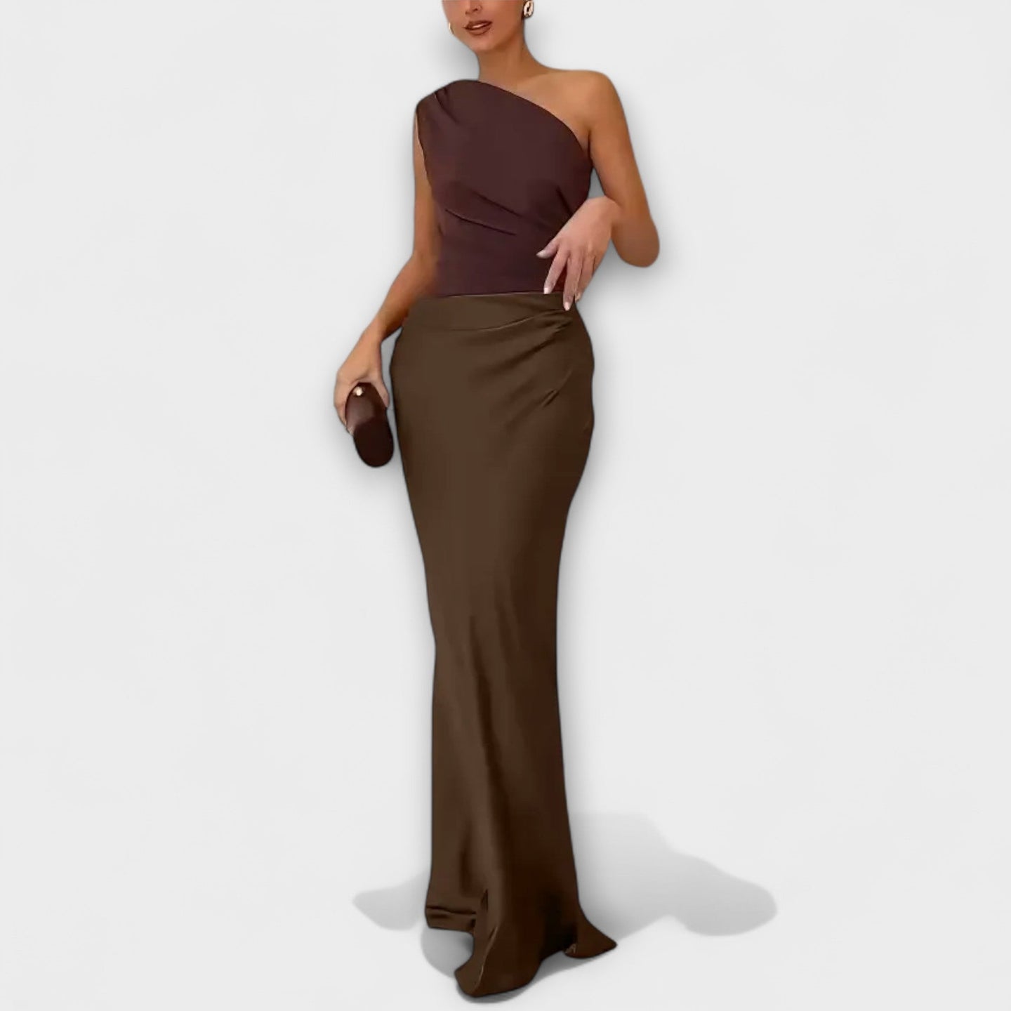 Elandra™ | Elegant One-Shoulder Pleated Maxi Dress
