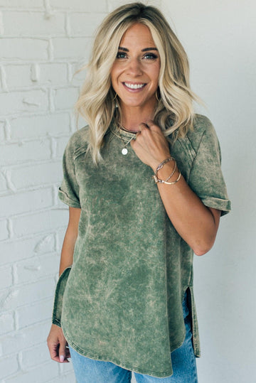 French Terry Acid Wash Top