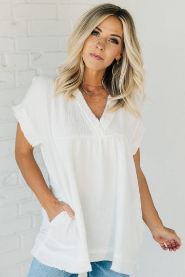 Coleen - Raw Edge Gauze Top