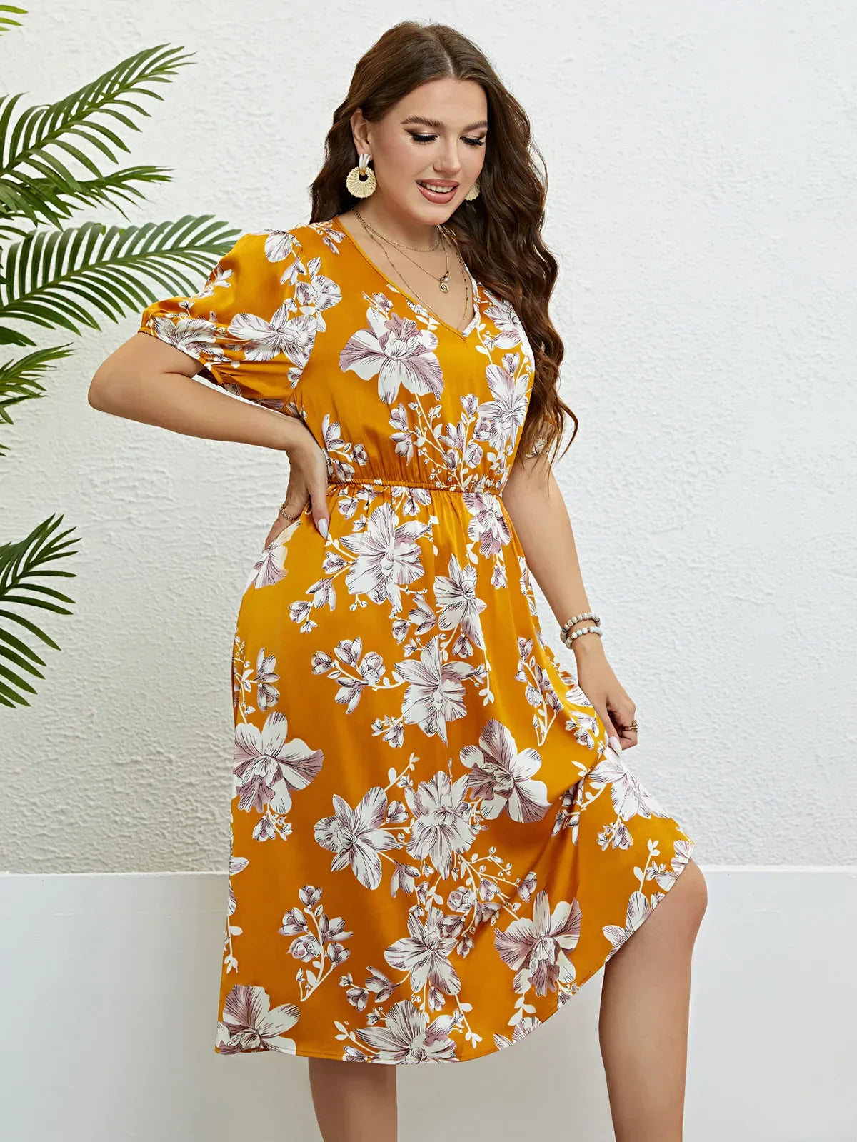 Luna Blossom™ PLUS Floral Midi Dress