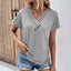 Maya- Ribbed Button V-Neck Tee