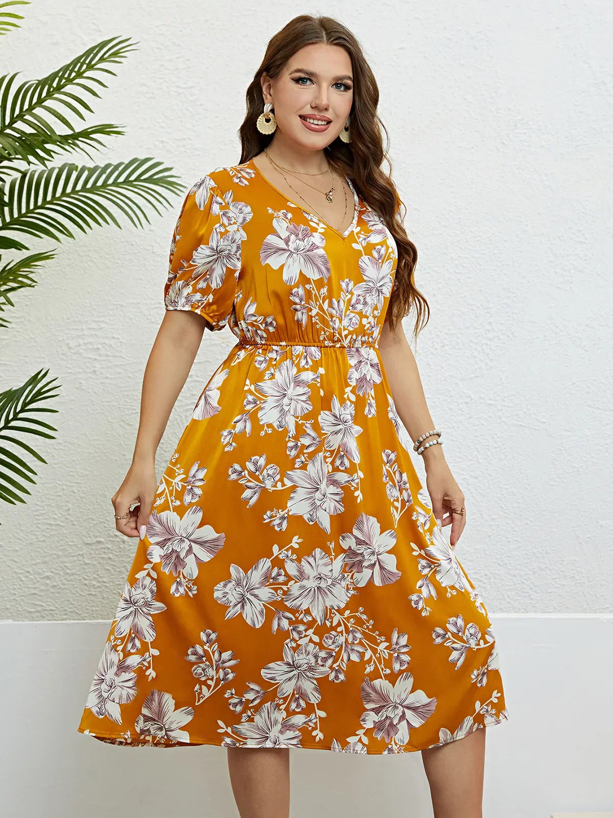 Luna Blossom™ PLUS Floral Midi Dress