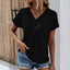 Maya- Ribbed Button V-Neck Tee