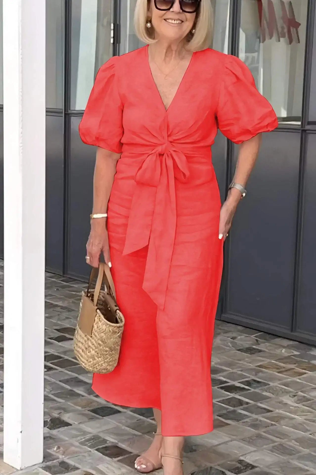 Natasha™ Elegant V-Neck Dress