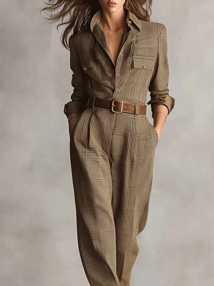 TRENORA™ | Refined Tweed Utility Jumpsuit