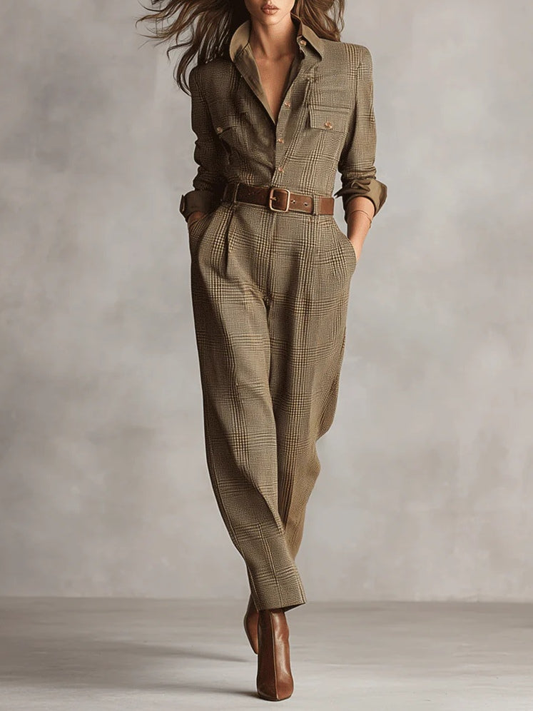 TRENORA™ | Refined Tweed Utility Jumpsuit
