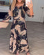 Elegant Three-Quarter Sleeve Printed Waist Dress