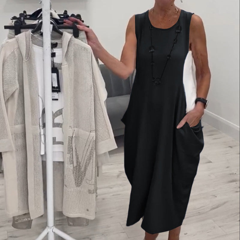 Noraya™ | Simple Sleeveless Dress with Pockets