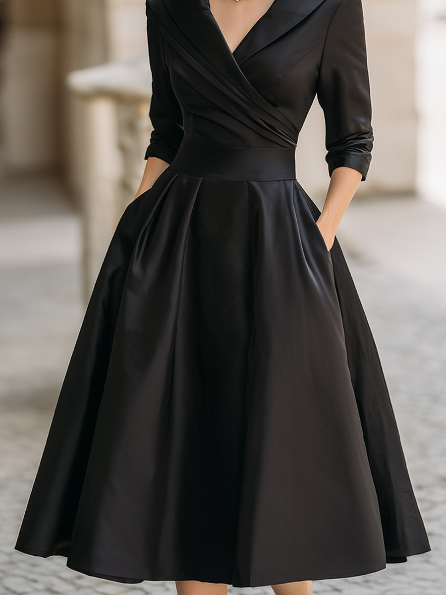 Linae™ | Elegant Satin Midi Dress