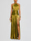 Thalia Metallic Peridot Maxi Dress