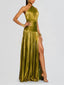Thalia Metallic Peridot Maxi Dress