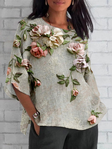Briseis - Floral 3D Art Print Top