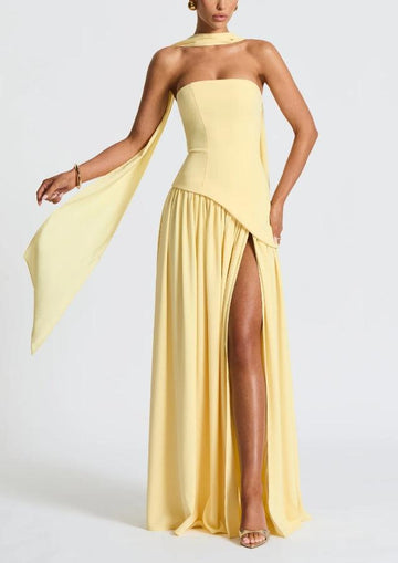 Serenya™ | Chic Strapless Slit Gown