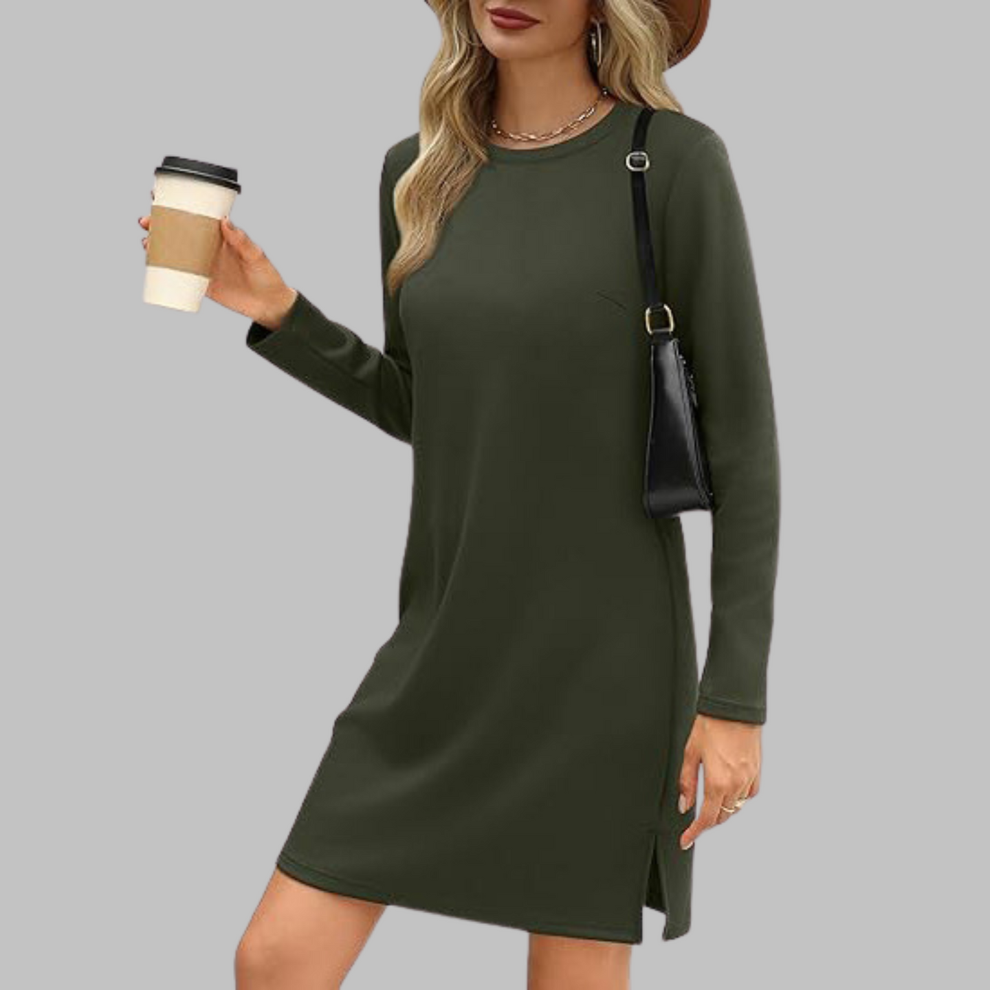 Tavira™ | Casual Long Sleeve Round Neck Mini Dress