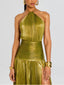 Thalia Metallic Peridot Maxi Dress