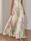 Aurelia™ | Pleated Floral Chiffon Maxi Dress