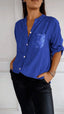 COTTON V™ | V-Neck Sequin Mid-Sleeve Casual Top