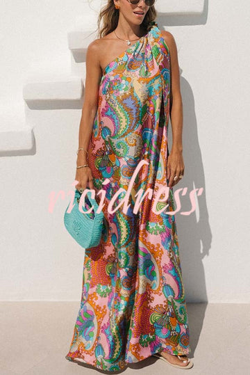 Cyorra™ | Elegant One-Shoulder Satin Maxi