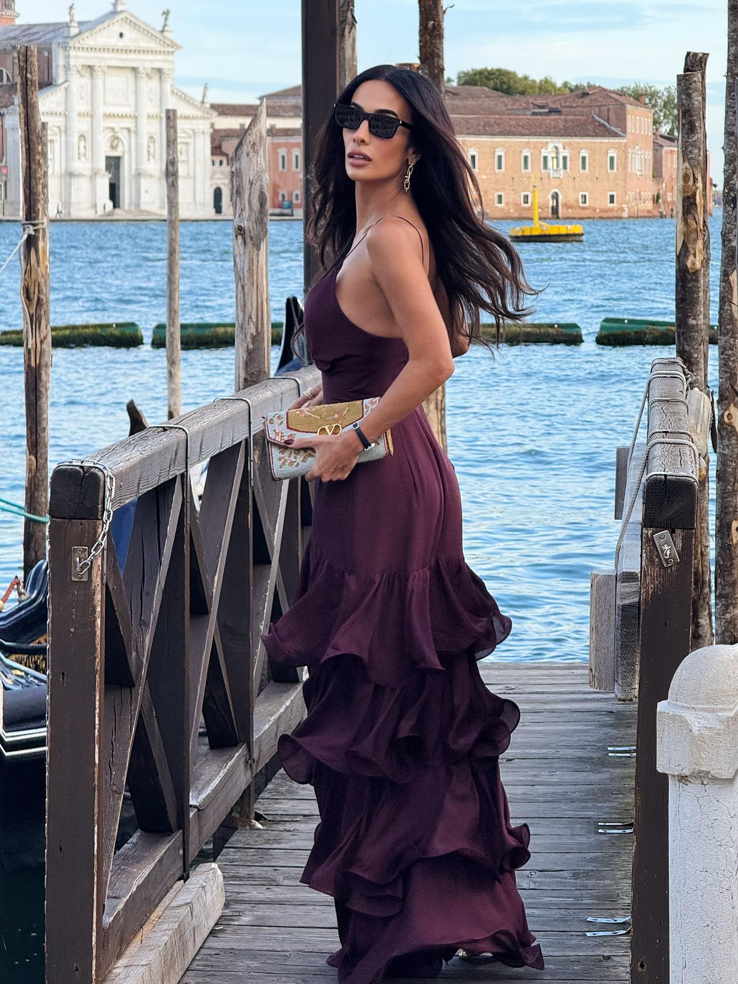 Esmira™ | Elegant Burgundy Tiered Maxi Dress