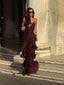Esmira™ | Elegant Burgundy Tiered Maxi Dress