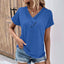 Maya- Ribbed Button V-Neck Tee