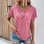 Maya- Ribbed Button V-Neck Tee