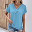 Maya- Ribbed Button V-Neck Tee