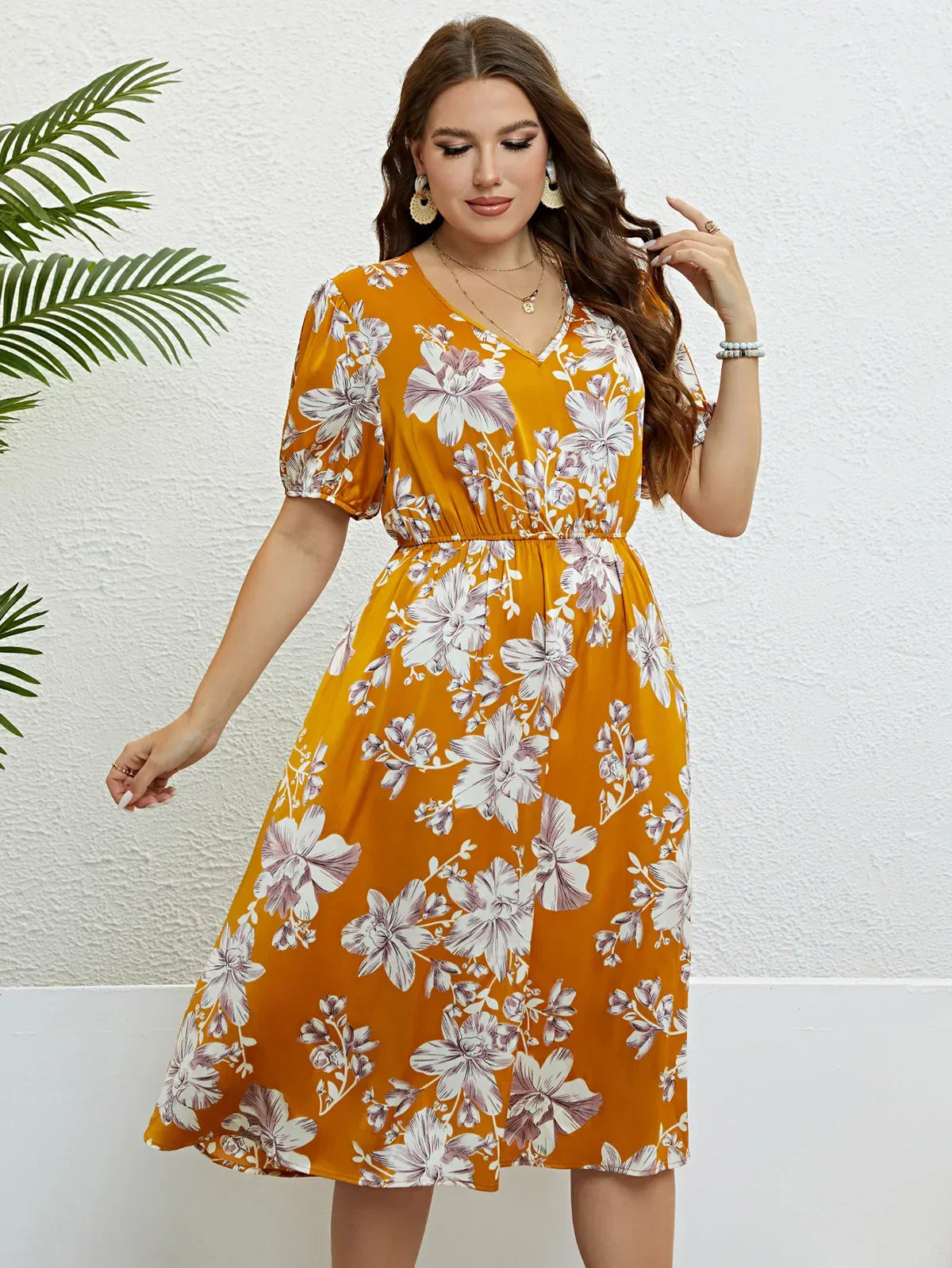 Luna Blossom™ PLUS  Floral Midi Dress