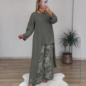 Botanique™ | Long Blouse & Floral Pants Set