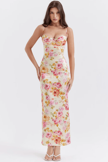Selene - Charming Spaghetti Strap Floral Dress