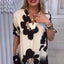 Noir Bloom™| Dress with Artistic Floral Print and Loose Fit