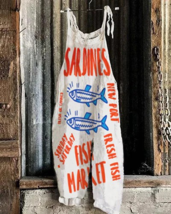 Darcy - Trendy Sardine Print Japanese Art Jumpsuit