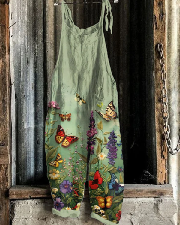 Elara - Butterfly Floral Embroidered Jumpsuit