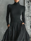 Cybele™ | Black Turtleneck & Pleated Skirt Set