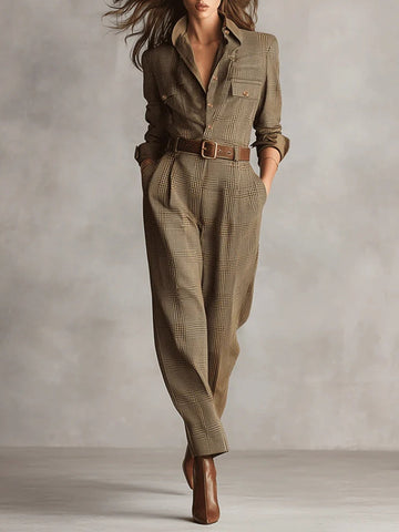 TRENORA™ | Refined Tweed Utility Jumpsuit