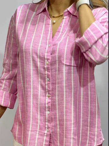 Women's Soft Breathable Striped Linen Shirt