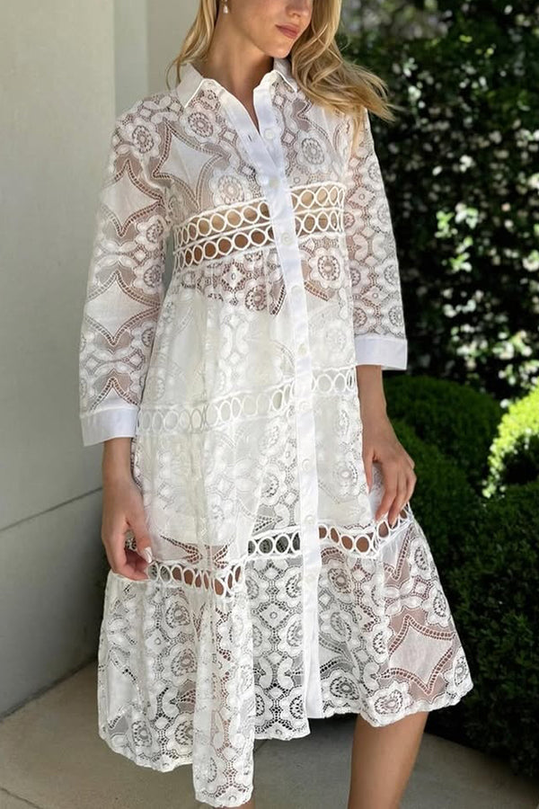 Nerina™ | Stylish Lace Button Shirt