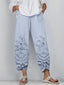 Verena - Solid Color Floral Lace Loose Pants
